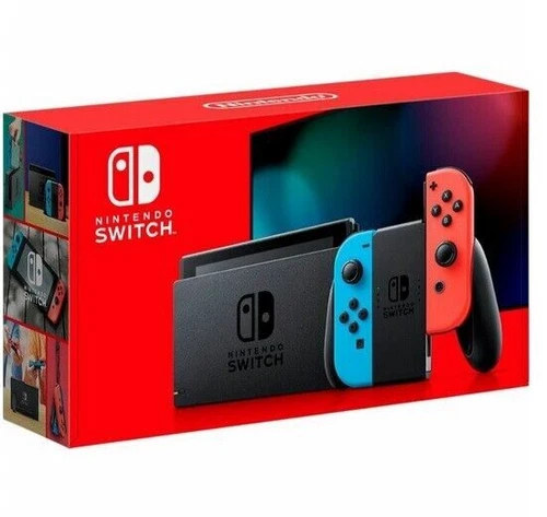 Nintendo Switch with Neon Blue and Neon Red Joy-Con