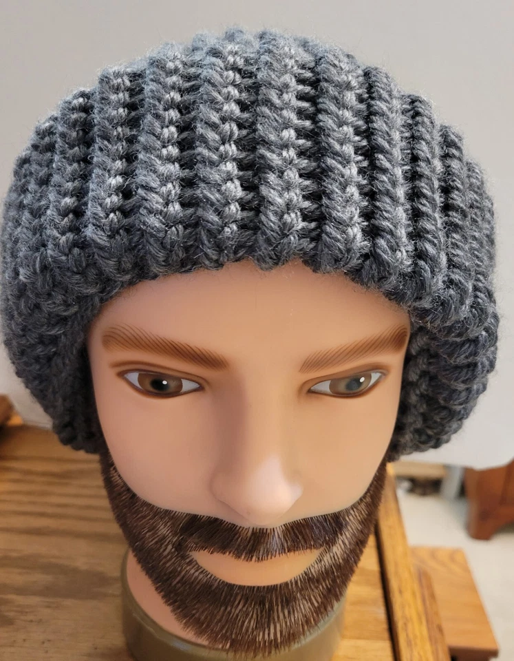 Gorro XL Gris Oscuro Mezcla Lana Extra Grueso/Cálido Suave Tejido a Mano 100% Hecho a Mano Foto 2 de 4