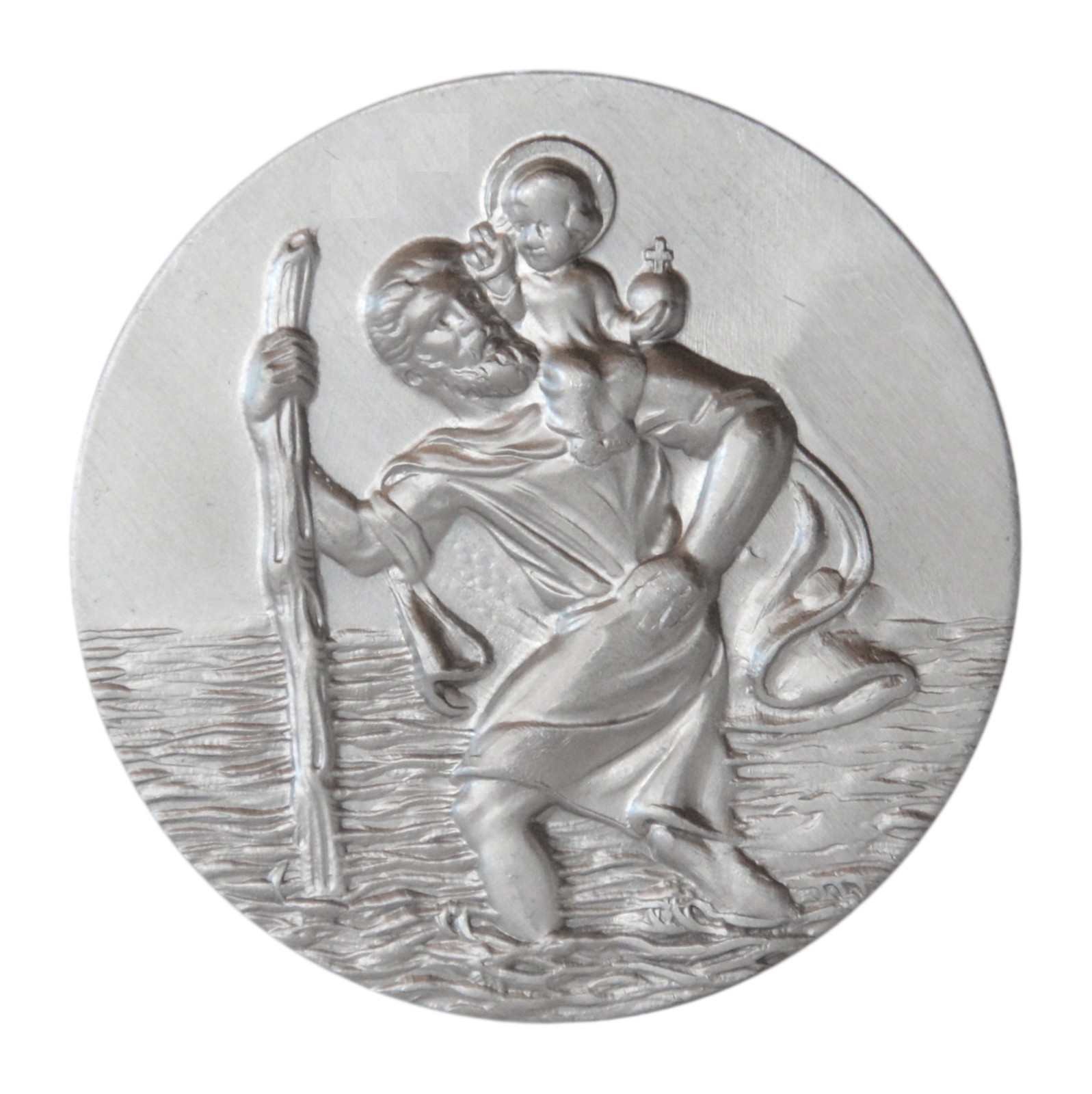 Alu Plakette Heiliger Sankt St Christophorus Relief Talisman 38 mm Christopherus