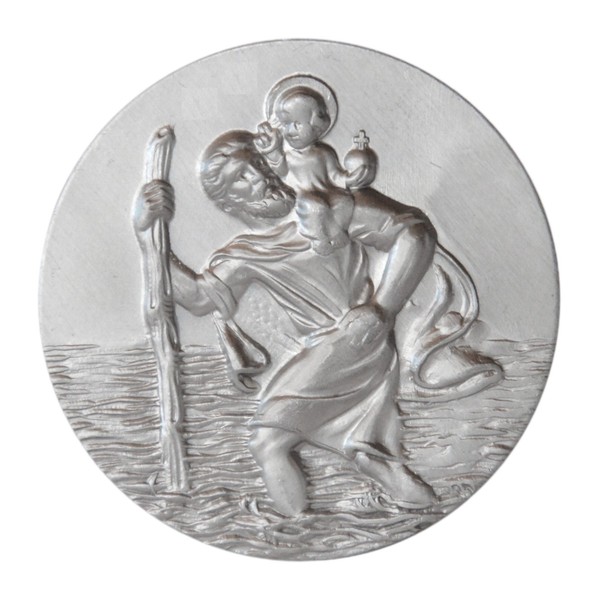 Alu Plakette Heiliger Sankt St Christophorus Relief Talisman 38 Mm Christopherus-image