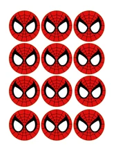 12 Spiderman edible paper, cupcake cookie toppers CHOOSE SIZE pre cut