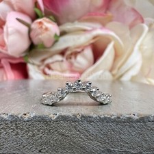 Image of 0.4ct Round Cut Moissanite Curved Women Wedding Band 14k White Gold Plated