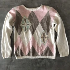 Vintage Sweater Womens Medium Silk Wool Angora Pastel Fairy Kei Cottage Granny