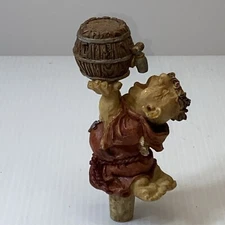 Wine Stopper Drinking Monk Friar Barrel Keg Wine Grapes Man Cave  5.5"