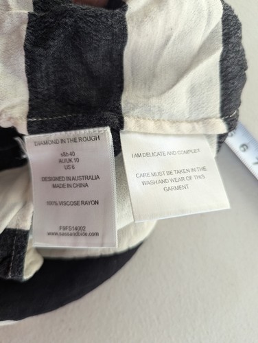 Sass Bide Black White Check Striped Dress Shorts Size 10 - Picture 10 of 10