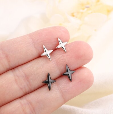Titanium Tiny Star Ray Silver / Gold / Black Stud Earrings