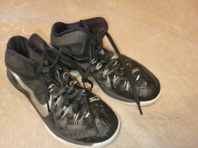 Nike Mens Size 8.5 4/09/14 653484-001 High Top Black Silver Superhydunk used Gre