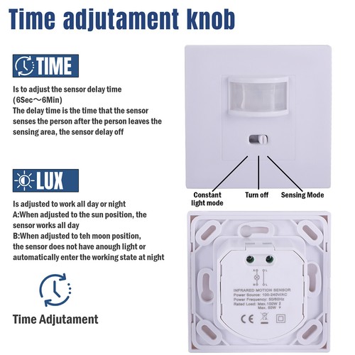 Occupancy & Vacancy Motion Sensor Light Switch PIR Infrared Motion Wall Switch - Picture 6 of 13