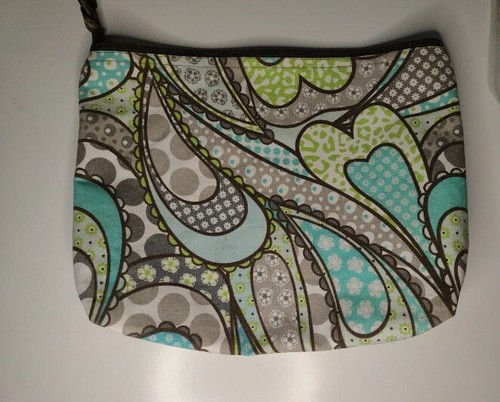 Thirty One Large Zipper Pouch Tasche Retired Pattern Peacock Paisley Blue Green - Bild 2 von 3