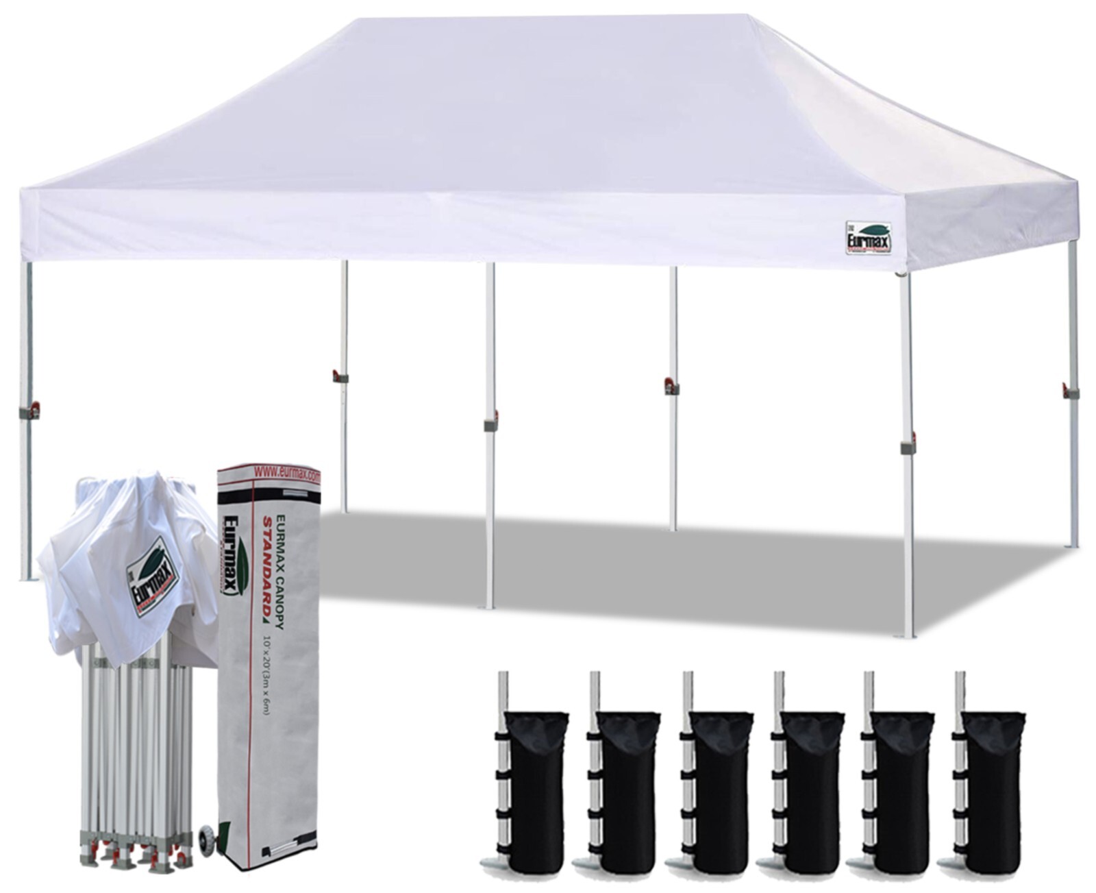Eurmax Pop Up Canopy PRO 10x20 Commercial Tent Aluminum Party Shade w/Roller Bag