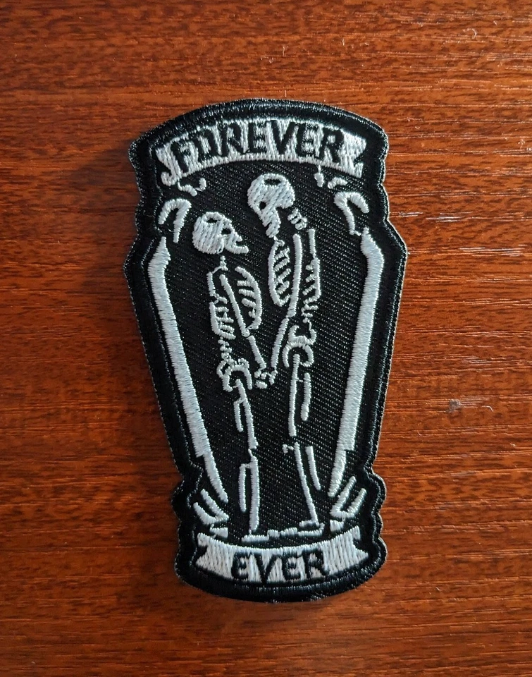 Forever Ever Goth Patch Everlasting Necro Love Embroidered Iron On Patch 3.5x2" - Image 2 of 4