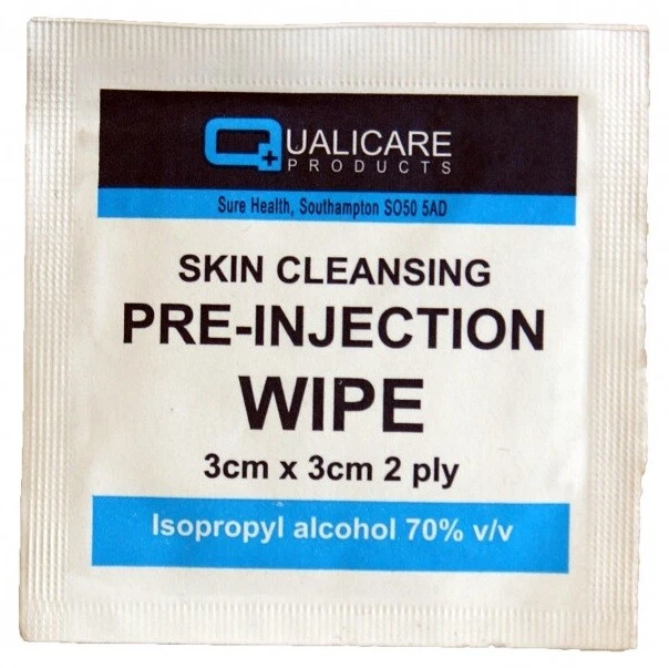 Qualicare Pre-Injection Swabs 70% IPA Alcohol Wipes Piercing Tattoo Nails - Image 3 of 3