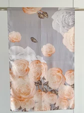 100% Satin Silk Scarf Women neckerchief Shawl Wrap floral gray pink red