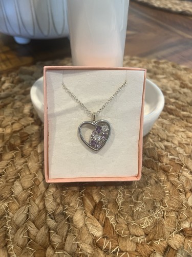 Sterling Silver Heart Necklace w/Amethyst