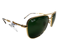 Ray Ban Aviator Sunglasses RB3755 001/31 59-19-145 Gold Frames Green Lenses