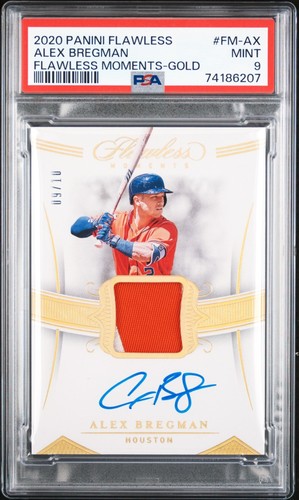 2020 Panini Flawless Alex Bregman Moments Gold /10 MEM Auto PSA 9 Houston Astros