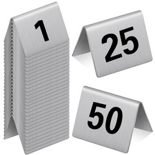 50 Pcs Stainless Steel Table Numbers 1-50 Tent Style 2 x 1.6 Inch Restaurants...