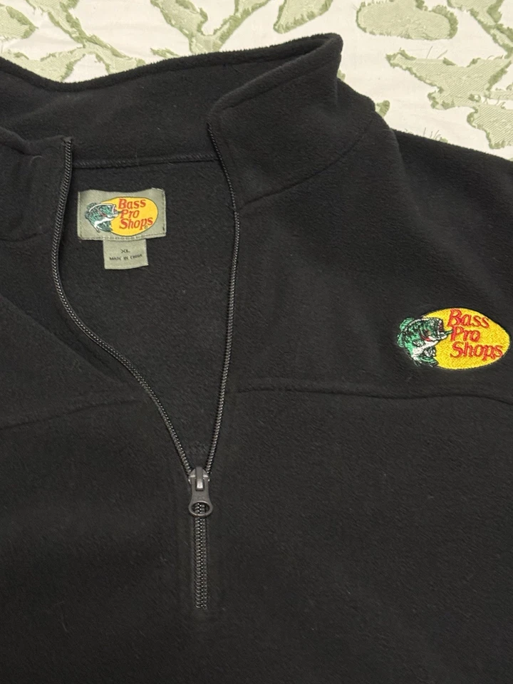 Bass Pro Shops Jacket Mens XL 1/4 Zip Pullover Black Fleece - Image 3 of 4