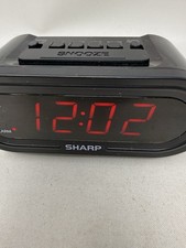 Sharp AccuSet Digital Alarm Clock Black Case Red LED Tested Works - Sets Itself