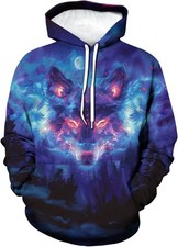 3D Wolf Hoodie Unisex Pullover Sweatshirt Galaxy Spirit Animal Print