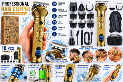 Beard Trimmer for Men, Electric Razor Shavers for Men w/Case, Cordless Hair Clip