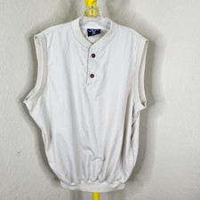 Vintage Starbus Vest Mens Large Beige Windbreaker Sleeveless USA Made
