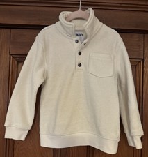 Old Navy Fleece 1/4 Zip Pullover Toddler Boys Size 5T Ivory Sweater Snap Button