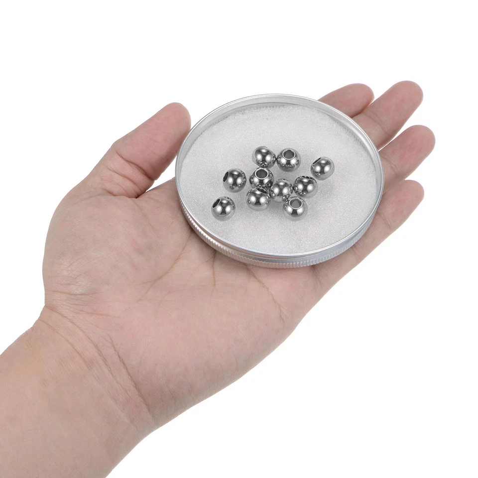 40pcs Beads 10mm Stainless Steel 4mm Hole Dia Bead for DIY Crafts, Silver Tone Foto 4 de 4