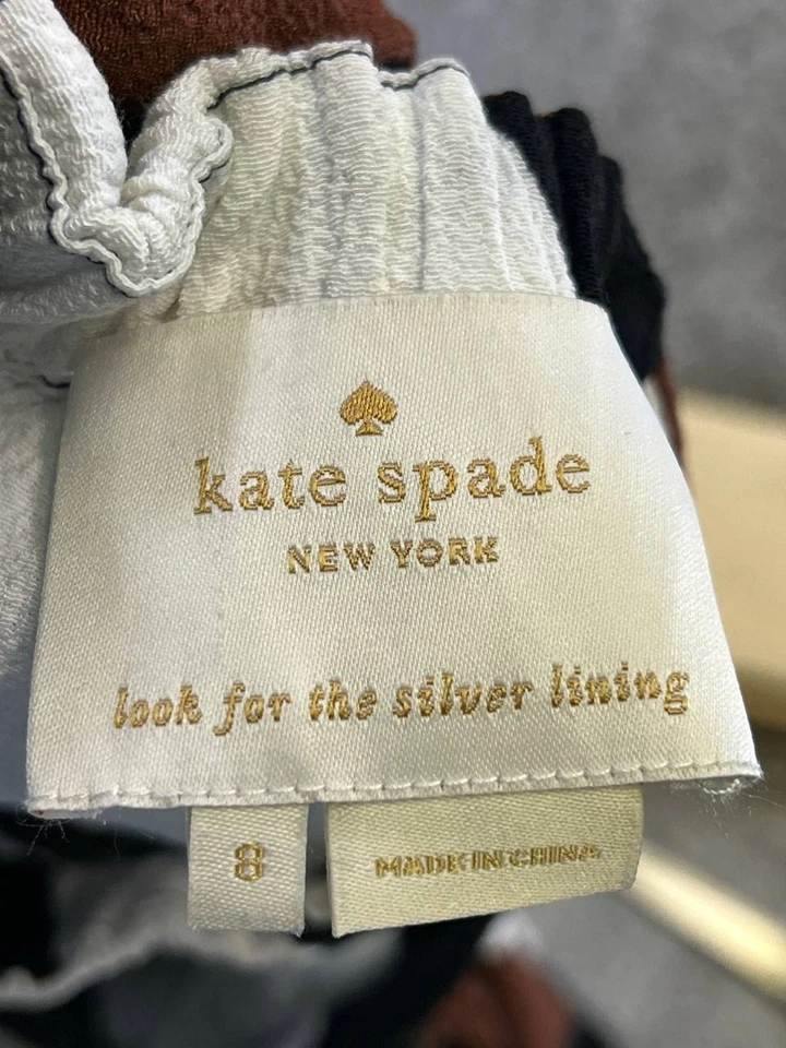 Vestido Kate Spade Mujer 8 Marrón Negro Blanco Halter Blusa Foto 3 de 4