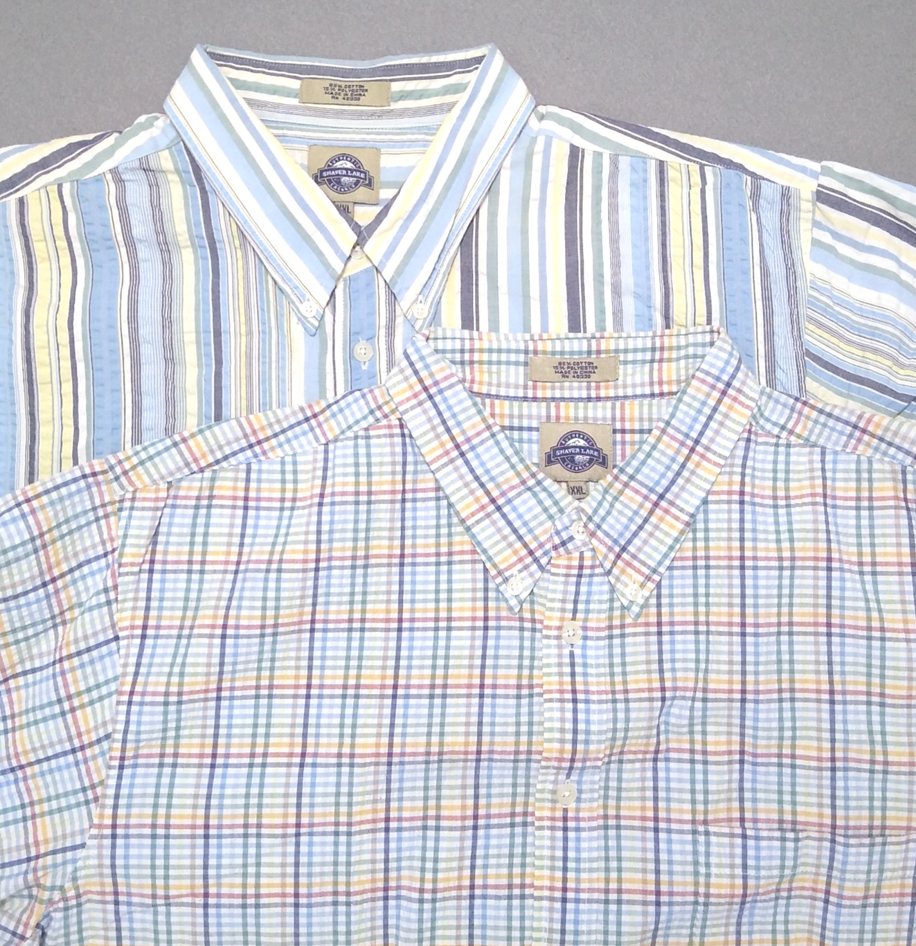 Lake Seersucker Xxl Shirts X2 Men Textured Short Sleeve Stri
