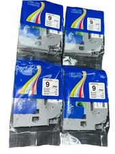 4Pk- TZc-221 Compatible Label Maker Tape 9mm Brother P-Touch Black On White