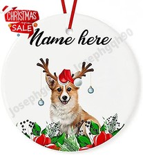 Christmas Ornament Personalized Pembroke Welsh Corgi Dogs Ceramic Circle.