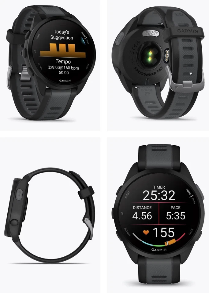 Reloj para correr Garmin Forerunner 165 GPS - negro/gris pizarra - gris niebla/piedra blanca Foto 2 de 4