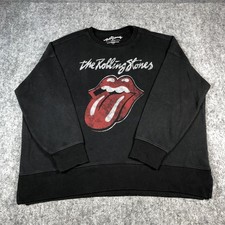 Rolling Stones Sweatshirt Women's XL Black Crewneck Tongue Logo Band Rock Music