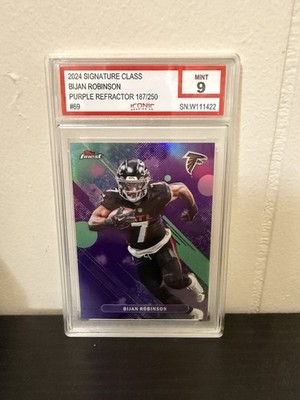 Topps 2024 Finest Bijan Robinson Falcons Sig Class Purple Refractor /250 #69