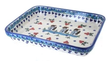 Blue Rose Polish Pottery Frosty Duo Large Rectangular Baker