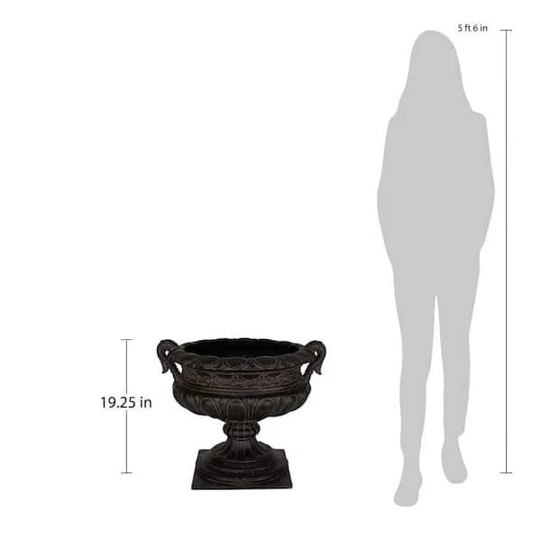 Maceta urna MPG grandes asas de piedra fundida clásica interior exterior carbón envejecido Foto 2 de 4