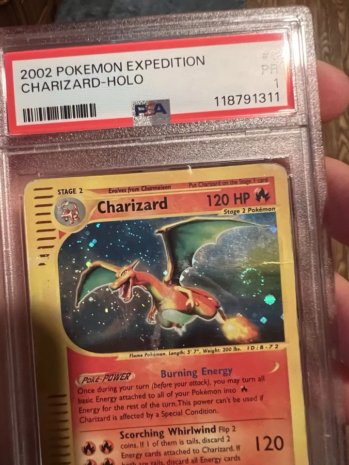 PSA 1 HUGE SWIRL 2002 Expedition Charizard Holo Foil 6/165 WOTC Pokemon - Image 3 of 3