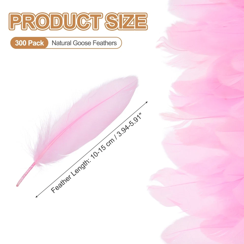 4-6" Natural Goose Feathers Bulk for Crafts, 300 Pack Pink - Image 2 of 4