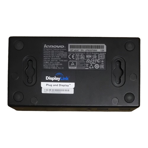 Lenovo ThinkPad USB 3.0 Pro Dock DK1522 03X6897 (40A7) **NO POWER ADAPTER** - Picture 2 of 4