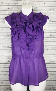 purple ruffle blouse
