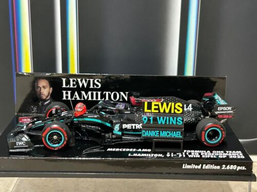 Minichamps F1 1:43 L.Hamilton 7xWorld Champion Mercedes W11 Danke Schumi 91 wins