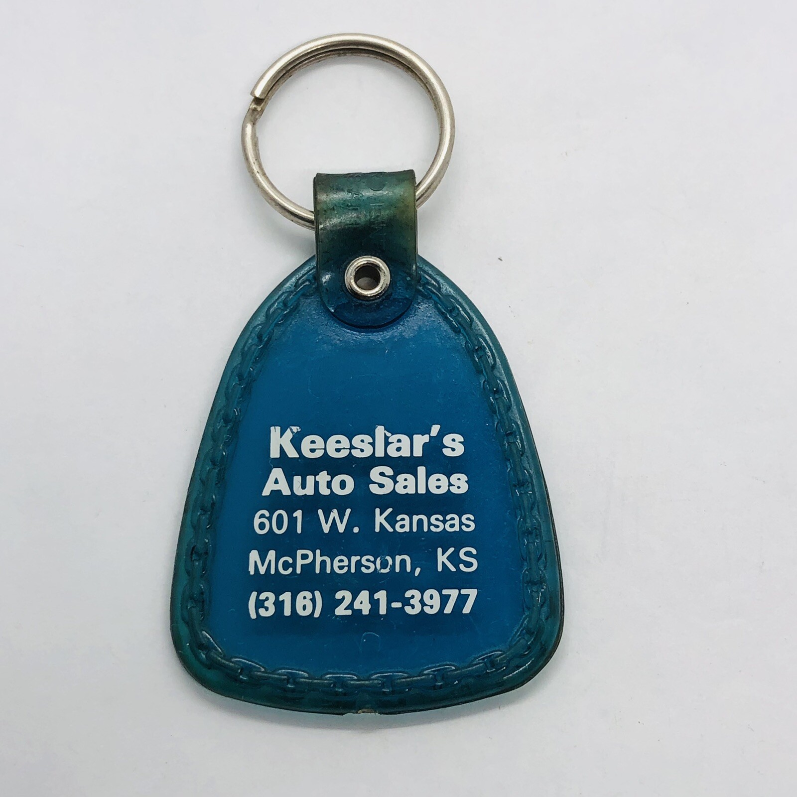 Vtg Keeslar's Auto Sales Rubber Dealer Advertising Keychain Key Fob McPherson KS