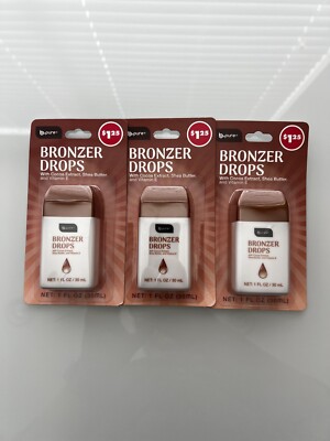 NIB B Pure Bronzer Drops Cocoa Extract Shea Butter Vitamin E 1 Fl. Oz. Lot Of 3