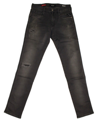 REPLAY Anbass Herren Jeans - Hyperflex mit Applikationen M914 schwarz  W28 / L32