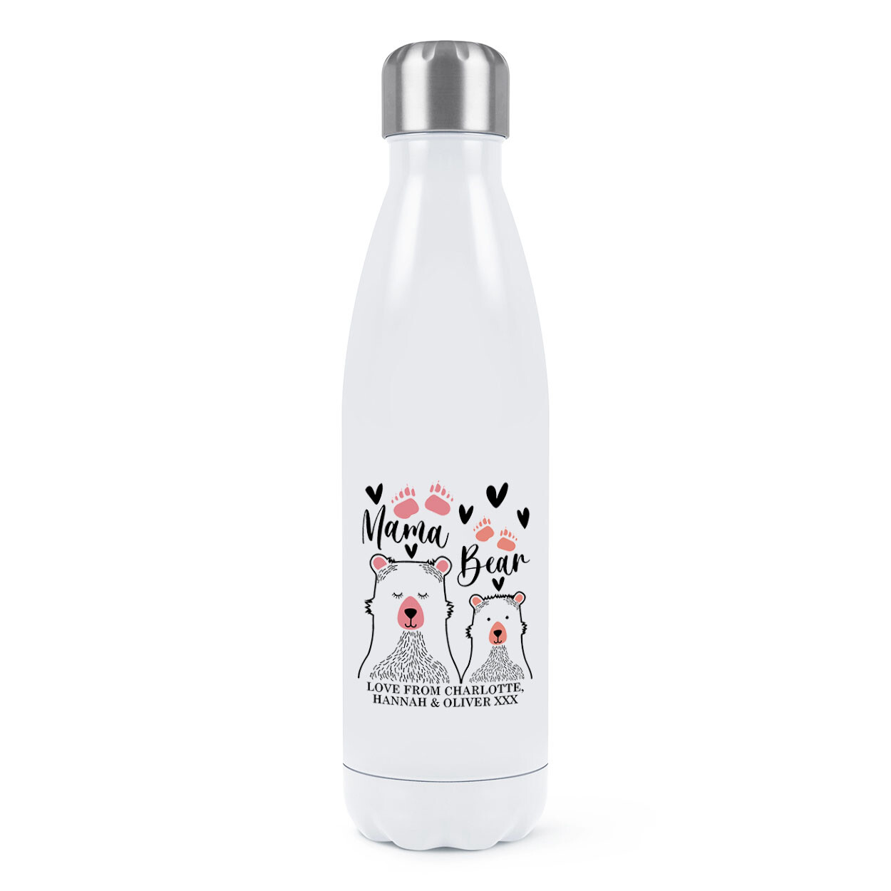 Personalised Mama Bear Double Wall Water Bottle Mum Mothers Day Love Birthday
