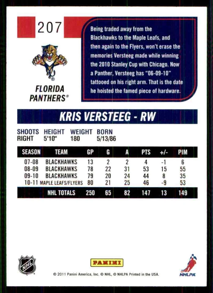 2011-12 Score Kris Versteeg #207 - Image 2 of 2