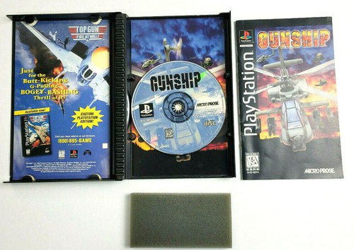 Gunship PlayStation 1 PS1 Caja Larga Completa CIB Manual y Estuche Trasero de Espuma Pelado - Imagen 3 de 3