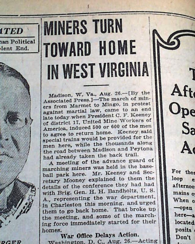 Battle of Blair Mountain Mingo Co. West Virginia Civil Uprising 1921