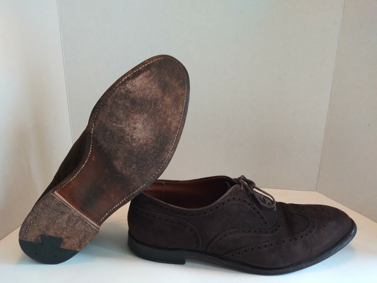 Alden New England Brown Suede Wing Tips 904 US Mens Size 13 B/D 